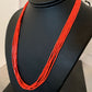 Red Stabilized Coral Heishi Necklace | 5-Strands | Sterling Silver | 20" | Authentic Native American Handmade | 00761