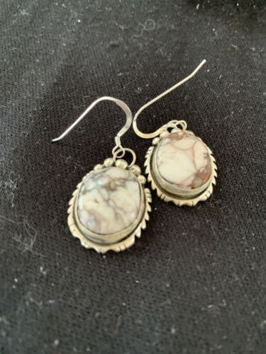Navajo Wild Horse Turquoise Dangle Earrings | Sterling Silver | 1" | Authentic Native American Handmade | 00149