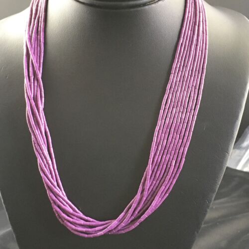 Navajo Sugilite 10-Strand Heishi Necklace | Sterling Silver Tubes | 19" | Authentic Native American Handmade | 10167