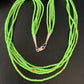Native American Green Gaspeite Rice Heishi Necklace | 5 Strand | Sterling Silver | 20" | 12928