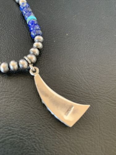 Navajo Men's Pendant | Blue Lapis Turquoise Opal Inlay | Sterling Silver Necklace | 22" | 13388