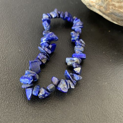 Native American Lapis Bead Bracelet | Stretch | 7" Adjustable | Men's Women's | 13314