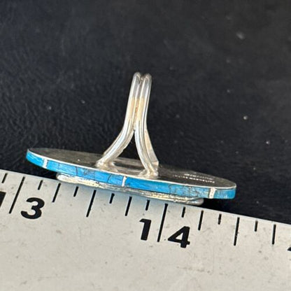 Navajo Blue Turquoise Inlay Band Ring | Sz 7 | Authentic Native American Handmade | 14513 - Masha USA