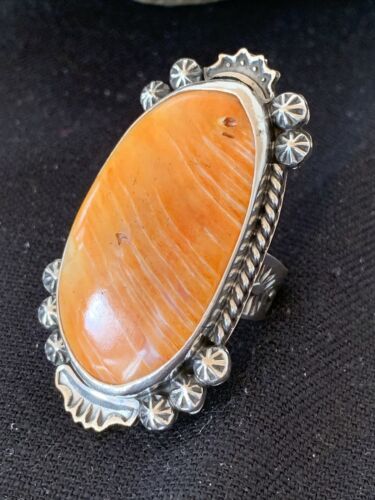 Southwestern Women's Navajo Spiny Oyster Ring | Sterling Silver | Sz 11.5 | Authentic Native American Handmade | 01001