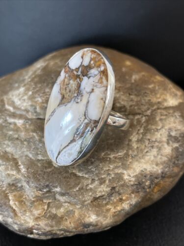 Native American Women's Navajo Wild Horse Turquoise Ring | Sterling Silver | Sz 8 | 10291