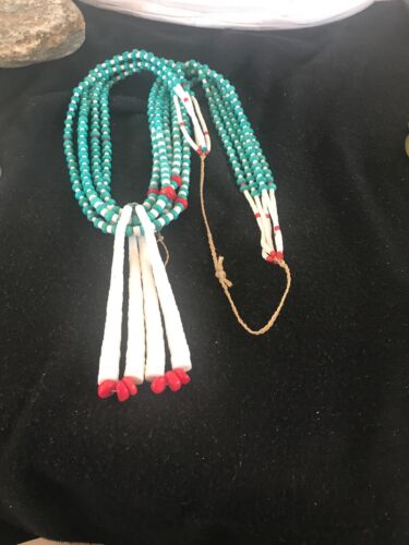 Men's Pueblo Santo Domingo 5-Strand Turquoise Coral Necklace | Sterling Silver | Native American Handmade | 8450