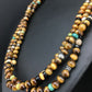 Navajo Sterling Necklace | Tiger's Eye & Turquoise | Multi-Color 3 Strand | 18" | 4892