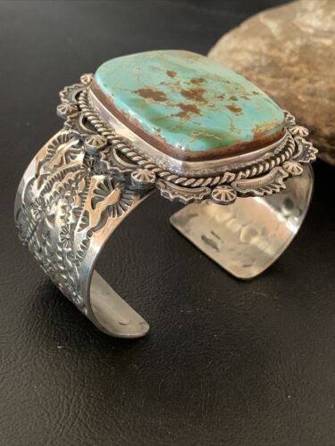 Native American Men's Navajo Royston Turquoise Cuff Bracelet | Sterling Silver | 1414