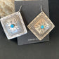 Navajo Blue Turquoise Earrings | Stamped Sterling Silver | Authentic Native American Handmade | 12912