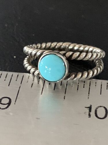 Navajo Blue Turquoise Ring | Sterling Silver | Sz 7 | Authentic Native American Handmade | 10768