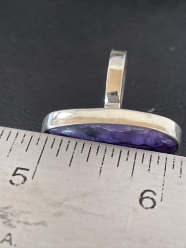 Navajo Purple Charoite Oval Ring | Sterling Silver | Sz 8 Adjustable | Authentic Native American Handmade | 10570