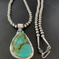 Men's Navajo Blue Spiderweb Turquoise Pendant Necklace | Sterling Silver | Authentic Native American Handmade | 10674