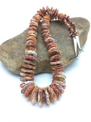 Orange Spiny Oyster Necklace | Navajo Sterling Silver | Authentic Native American Jewelry | 24" | 2909