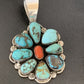 Navajo Cluster Coral Spiderweb Turquoise Pendant | Sterling Silver | Authentic Native American Handmade | 2228