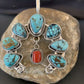 Navajo Coral Spiderweb Turquoise Pendant | Authentic Native American Sterling Silver | Naja | 02226
