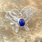 Navajo Navy Blue Lapis Butterfly Ring | Sterling Silver | Sz Adj 8 | Authentic Native American Handmade | 10352