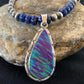 Southwestern Navajo Purple Opal Lapis Pendant Necklace | Sterling Silver | Authentic Native American Handmade | 592