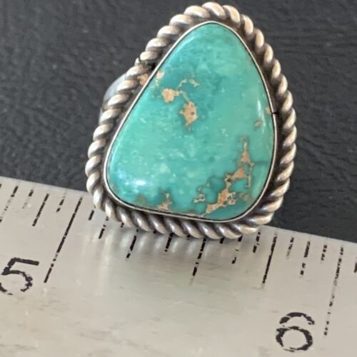 Navajo Green Sonoran Gold Turquoise Ring | Sterling Silver | Sz 6 | 10365