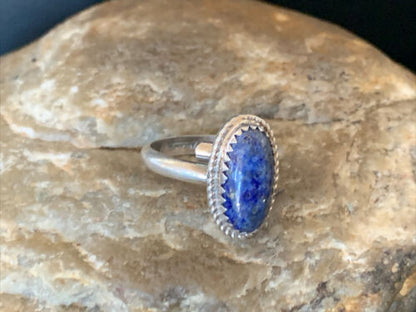 Navajo Lapis Lazuli Adjustable Ring | Sterling Silver | Sz 7 | Authentic Native American Handmade | 12448