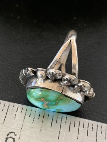 Navajo Green Sonoran Turquoise Ring | Sterling Silver | Sz 10.5 | Authentic Native American Handmade | 10423