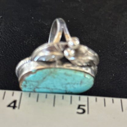 Navajo Blue Turquoise #8 Ring | Sterling Silver | Sz 9.5 | Authentic Native American Handmade | 14291