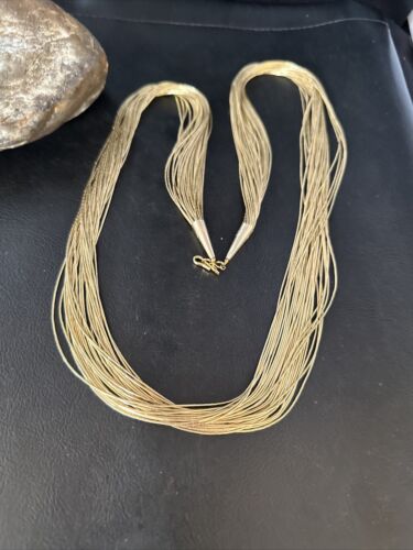 Southwestern Liquid Gold Heishi Necklace | 30 Strands | Sterling Silver Tubes | 30" | 14711