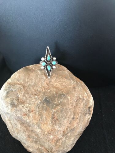 Navajo Turquoise Multi-Stone Ring | Authentic Native American Sterling Silver | Sz 7.5 | 8206 - Masha USA