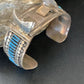 Authentic Native American Zuni Sterling Silver Watch Cuff Bracelet | Blue Turquoise Inlay Tips | 12332