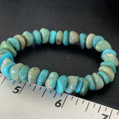 Men's Women's Stretch Bracelet | Blue Green Turquoise Stone | 7" | 11824