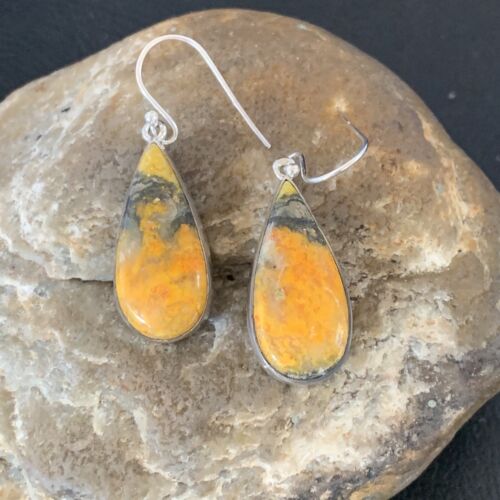 Native American Women's Navajo Bumblebee Jasper Earrings | Sterling Silver | Handmade | 12027