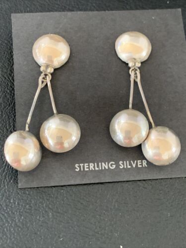 Native American Old Pawn Dangle Earrings | Sterling Silver | 1.5" | 12983