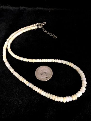 Native American Opal Ethiopian Bead Necklace | Sterling Silver | Authentic Handmade | 18" | 8746