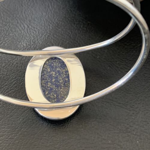 Minimalist Women's Blue Lapis Lazuli Cuff Wire Bracelet | Sterling Silver | 12873