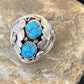Navajo Blue Kingman Turquoise Feather Ring | Authentic Native American Sterling Silver | Multi-Stone | Sz 11.5 | 12220
