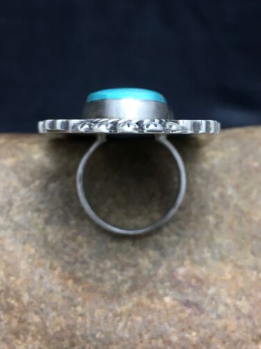 Navajo Blue Royston Turquoise Ring | Sterling Silver | Sz 9 | Authentic Native American Handmade | 3105