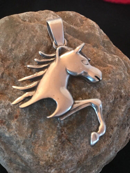 Native American Navajo Horse Head Pendant | Sterling Silver | 2" | 3610