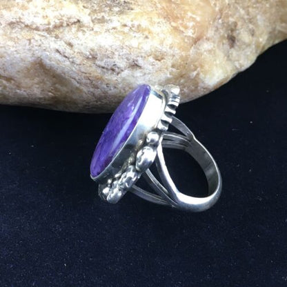 Native American Navajo Purple Charoite Ring | Sterling Silver | Sz 9 | 10109