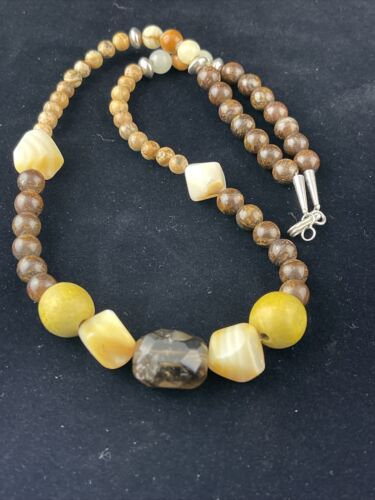 Southwestern Chunky Sterling Silver Necklace | Faceted Jasper Quartz | 20" | 10079