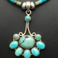 Navajo Turquoise Cluster Pendant Necklace | Sterling Silver | 20" | Authentic Native American Handmade | 4079