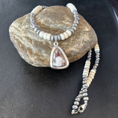 Navajo Wild Horse Turquoise Necklace Pendant | Sterling Silver | Authentic Native American Handmade | 14611