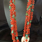Southwestern Santo Domingo Red Coral Green Turquoise 5-Strand Jacla Necklace | 38" | Native American Handmade | 12052