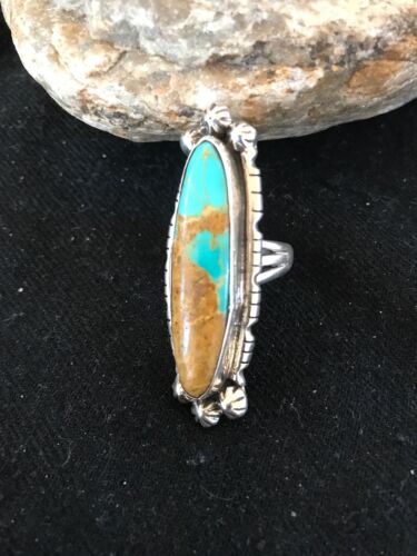 Navajo Blue Turquoise Ring | Sterling Silver | Sz 6.5 | Authentic Native American Handmade | Yazzie | 3530
