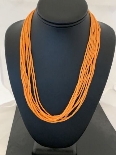 Stabilized Orange Spiny Oyster Heishi Necklace | 10 Strand | Sterling Silver | Authentic Native American Handmade | 619