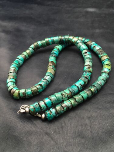 Southwestern Turquoise Heishi Bead Necklace | 12mm | 23" | Sterling Silver | 13929
