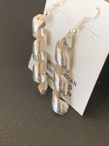 Navajo Stamped Sterling Silver Swirl Earrings Set | Authentic Native American Handmade | 11625
