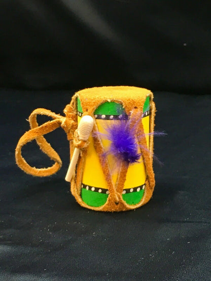 Handmade Leather Drum Car Charm | 2" Mirror Dangler | Miniature Model | 8927