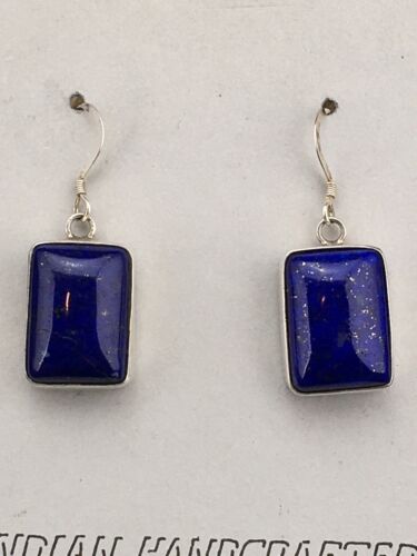 Southwestern Navajo Lapis Dangle Earrings | Sterling Silver | 0.75" | 1330