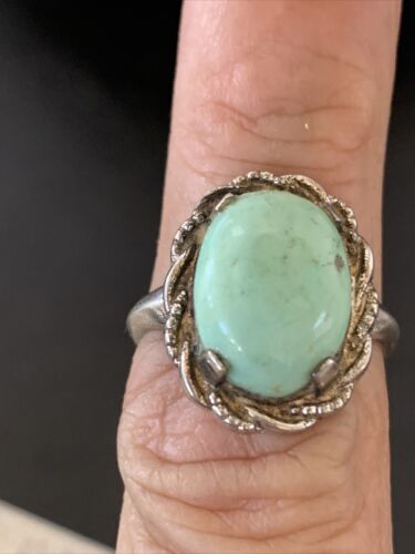 Southwestern Old Pawn Navajo Green Turquoise Ring | Sterling Silver | Sz 6 | 10815