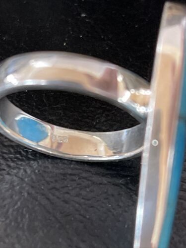 Navajo Blue Kingman Turquoise Ring | Sterling Silver | Sz 8 | Teardrop | Authentic Native American Handmade | 10509