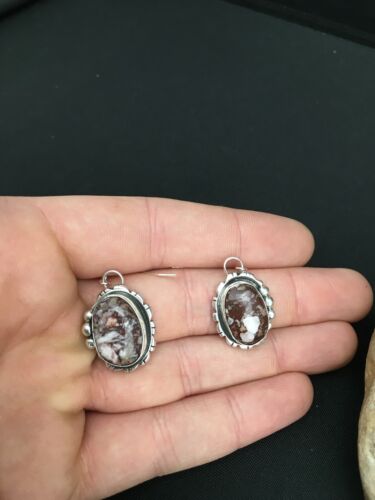 Southwestern Navajo Wild Horse Turquoise Earrings | Sterling Silver | 1" | 1268